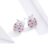 925 Sterling Silver Earrings with Pavé Setting CZ 1x0.9cm for Women