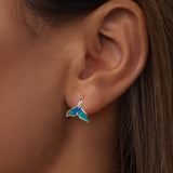 925 Sterling Silver White Gold Plated Enamel Earrings for Women
