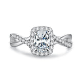 925 Sterling Silver White Gold Plated 1ct Moissanite Size 6 Ring for Women