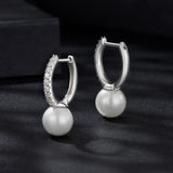 925 Sterling Silver Moissanite 0.15 Carat Earrings with Quality Shell Pearl for Women