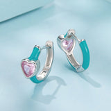 925 Sterling Silver Hoop Earrings with White Gold Plating and CZ