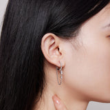 925 Sterling Silver Earrings with Pavé Setting CZ, 34*6mm for Women