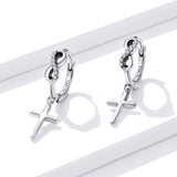 925 Sterling Silver Earrings with Pavé Setting CZ in Oxidized Finish