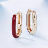 925 Sterling Silver Plated Rose Gold Enamel Earrings for Women