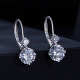 925 Sterling Silver Moissanite Earring with Pavé Setting, 6.5mm, for Women