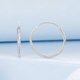 925 Sterling Silver Earrings for Women - White Gold Plated, 2.3x0.2 cm