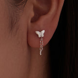 925 Sterling Silver & Brass Earrings with White Gold Plating, 2.0x0.8cm for Women
