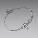 925 Sterling Silver Adjustable Chain Bracelet with White Gold Plating and CZ for Women