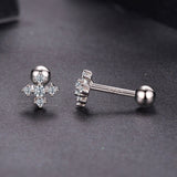 925 Sterling Silver Moissanite Earrings White Gold Plated 0.5cm for Women