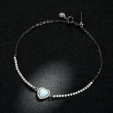 925 Sterling Silver Adjustable Bracelet with Translucent Opal and CZ for Women
