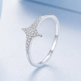 925 Sterling Silver White Gold Plated Ring with Pavé Setting CZ, Size 6.0 for Women