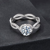 925 Sterling Silver Moissanite Ring in Size 7 with Pavé Setting for Women