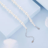925 Sterling Silver White Gold Plated Necklace with Synthetic Pearls for Women