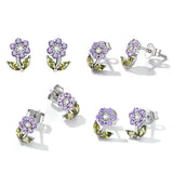 925 Sterling Silver Earrings with Pavé Setting CZ in White Gold
