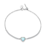 925 Sterling Silver Adjustable Bracelet with Translucent Opal and CZ for Women