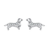 925 Sterling Silver Earrings with Pavé Setting and White Gold Plating for Women