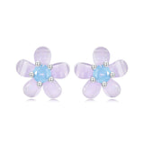 925 Sterling Silver Opal 8mm Earrings for Women