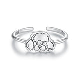 925 Sterling Silver Oxidized Silver Dog Ring for Women