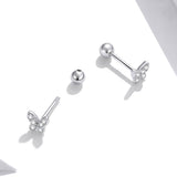925 Sterling Silver Earrings with CZ in Pavé Setting - 0.4*0.5cm - Women