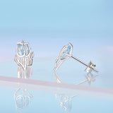 925 Sterling Silver Synthetic Spinel Earrings with Platinum Plating - 12x7mm