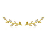 925 Sterling Silver Earrings with Gold Plating and CZ - 0.9x2.5cm for Women