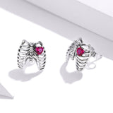 925 Sterling Silver Oxidized Pavé Setting CZ Earrings - 1x1cm for Women