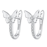 S925 Sterling Silver Small Platinum Plated Earrings with Pavé Setting CZ