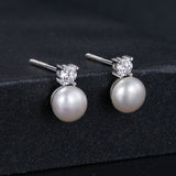 925 Sterling Silver Moissanite 0.1ct Freshwater Pearl Earrings for Women