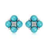 925 Sterling Silver Earrings with Synthetic Turquoise and CZ in Oxidized Finish