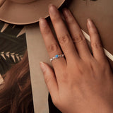 925 Sterling Silver Opal Pendant Ring for Women