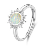 925 Sterling Silver Translucent Opal Platinum Plated Ring
