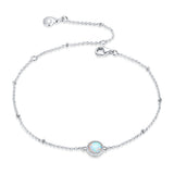 925 Sterling Silver Opal Bracelet for Women - Adjustable Size, Translucent Color