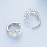 925 Sterling Silver Earrings with Pavé Setting CZ in White Gold for Women