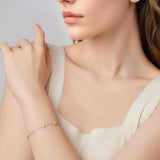 925 Sterling Silver Bracelet with White Gold Plating and CZ Paving for Women