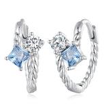 925 Sterling Silver Earrings with Spinel and CZ, 13x7mm, Plated Platinum for Women