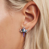 925 Sterling Silver Enamel Process Pavé Setting CZ Earrings