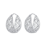 925 Sterling Silver White Gold Plated Pave Setting CZ Earrings 13*6mm for Women