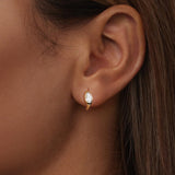 925 Sterling Silver Pave Setting CZ Earrings with Gold Plating, 1.3x0.5cm for Women
