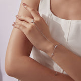 925 Sterling Silver Bracelet with Pavé Set CZ in White Gold 15+6cm