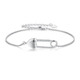 925 Sterling Silver Bracelet with CZ Pendant - 160mm Length and 8x26mm Pendant Size for Women