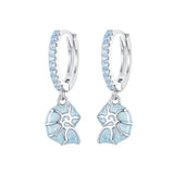 925 Sterling Silver Earrings with Nano Opal Stone and Enamel - 22x8mm