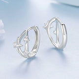 925 Sterling Silver Earrings with Pavé Setting CZ in White Gold for Women