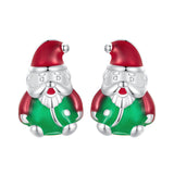 925 Sterling Silver 11*7mm Enamel Process Earrings