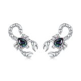 925 Sterling Silver Earrings with Pavé Setting CZ, Oxidized Silver, Size 0.8*1.5cm for Women