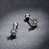 925 Sterling Silver Earrings with Pavé Setting and Oxidized Finish
