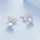 925 Sterling Silver Earrings with CZ and White Gold Plating for Women