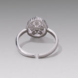 925 Sterling Silver Pavé Setting CZ White Gold Plated Ring with Transparent Glass for Women