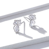925 Sterling Silver Plated Platinum Earrings with Pavé Setting CZ for Women