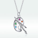 925 Sterling Silver Adjustable Pendant Necklace with CZ in Platinum Finish