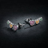925 Sterling Silver Earrings with Pavé Setting and Plated Platinum, Size: 0.5*1.3cm, Women